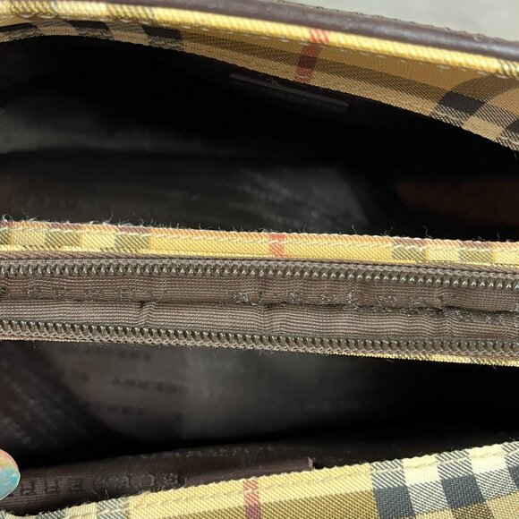 BURBERRY Checker Medium Tote Bag Beige/Brown Inside zipper pocket Purse PVC - Picture 13 of 16